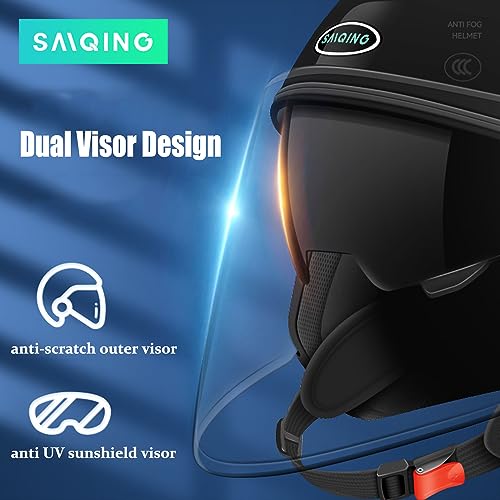 Motorcycle Open Face Helmet Adult 3/4 Half Helmets for Motor-Bike Scooter Biker Men Women DOT Approved (LightPink, Medium) by SanQing - Image 3