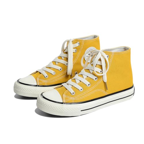 SIUSUMFO Chaussures De Toile Sneakers Adulte Baskets Femme Chaussures De Course Haute Chaussures Sport Décontractées Classic 38 EU Jaune