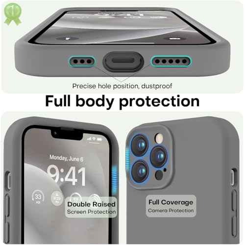 Image of LOVE 3000 Designed for iPhone 13 Pro Max Case, Premium Silicone with [Soft Anti-Scratch Microfiber Lining] Shockproof Protective Phone Case for Men Women Girls 6.7 inch, Dark Grey