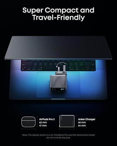 Anker Prime 160W USB C Charger, 3-Port Compact GaN Laptop Charger, Smart Display and Touch Control, Ultra Fast 140W Charging at 1 Port, for MacBook Pro, Laptop, iPhone 17/16/15 Series and More