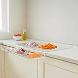 Slice & Toss Acrylic Cutting Board with Counter Lip & Removable Scrap Bin, Clear Kitchen Chopping Board - Large Non-Slip Cutting Boards Essentials for Kitchen, Restaurant & Home (17" x 13.2" x 1.34")