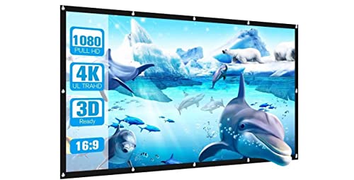 Image of 16:9 Aspect Ratio, 73 Inches Diagonal, 64X35 Inches, 1.2 Gain, Black Coated from Back Side, Supports UHD-3D-4K-8K Technology Universal Eyelets Type Foldable Anti Crease Projector Screen