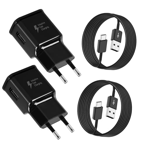 2-Pack Chargeur Type C Charge Rapide pour Samsung Galaxy S21/S20/S20+/S10/S10+/S10e/S9/S9+/S8/S8 Plus/A16/A13/A15/A20/A25/A32/Note 9/8, Chargeur Telephone Tablette...