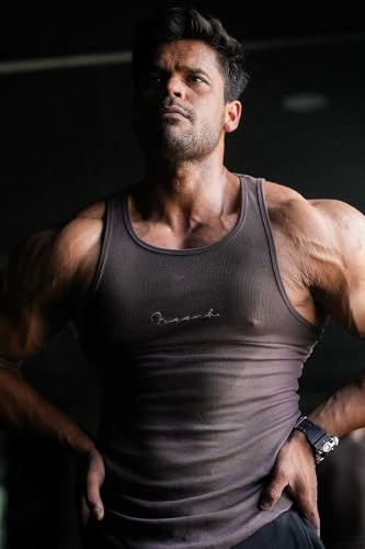 Image of FUAARK Ribbed Slim Fit Gym & Workout Tank for Men's -