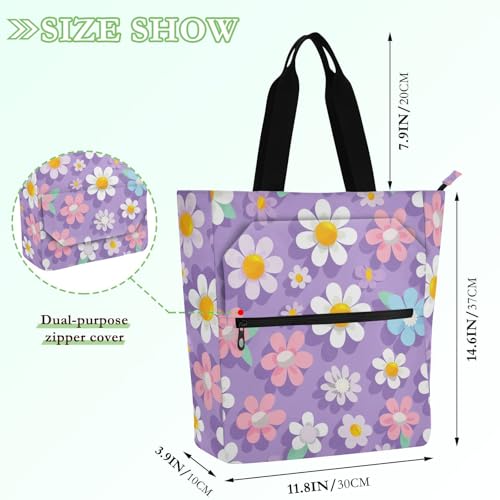 Bolsa de libros para niños y adultos con estampado floral impermeable 4