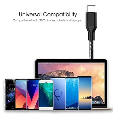 Miniatura 3 de Cable de carga USB de nailon tipo C a A compatible con kurdene DBK05/S8, Ltinist BX29/BX27, occiam T9/T17, Tribit Flybuds 3, Kendir k1