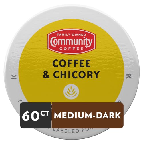 Image of Community Coffee Coffee and Chicory K-Cups, Medium Dark Roast, 10 Count (Pack of 6)