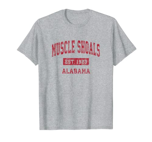 Muscle Shoals Alabama AL Vintage Deportes Diseño Rojo Camiseta