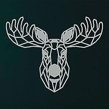 Geometric Moose Metal Wall Art, Metal Wall Decor, Living Room Decor, Indoor Outdoor Wall Sculpture, Large Modern Unique Wall Sign Silver, *18" W x 14" H / 45x35cm