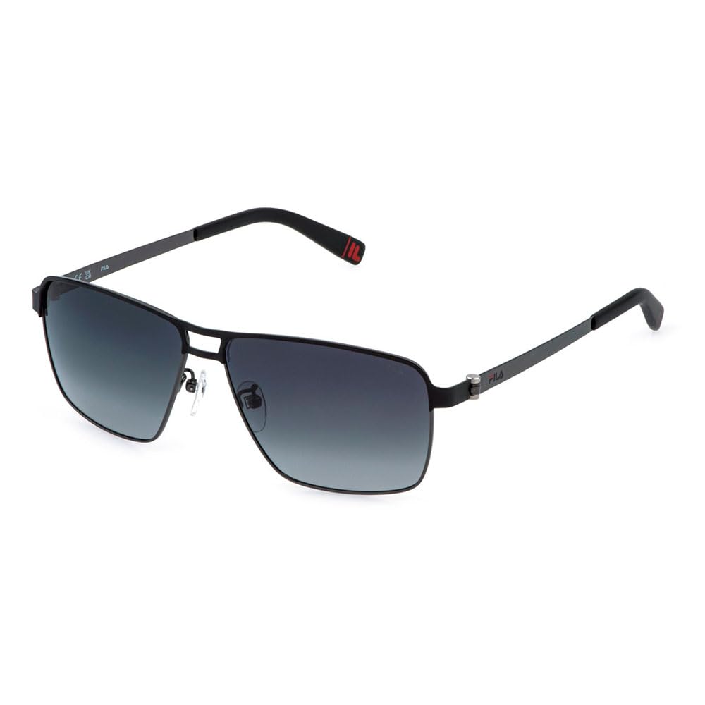 Lunettes de soleil Fila SFIB10 homme gris fumé et noir mat monture rectangulaire 60mm - 2
