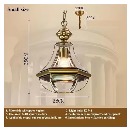 Lustre rustique américain en cuivre massif pour porche de villa chic