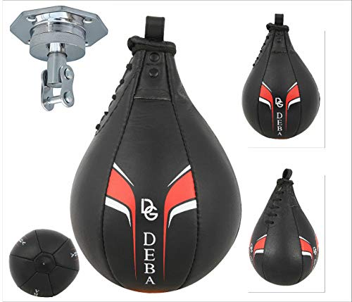 Deba® Speedball aus Rindsleder Punchingball Boxbirne Schlagbirne mit Zubehör Cover