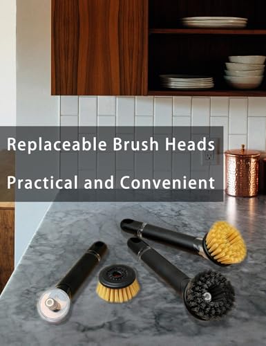 Image of Kitchen Cleaning Brush with Soap Dispenser Handle - Multifunctional Brush Head Replacemen for Pans, Pots, Kitchen Sink, 4 in 1 Household Cleaning Tool for Home and Apartment Must Haves