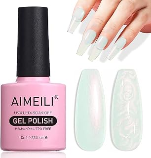 AIMEILI Żelowy lakier do paznokci Pearl Effect, Transparent Pearl Shimmer Shiny Glitter Gel UV LED Soak Off Pearl Gel Polish - (166) 10ml
