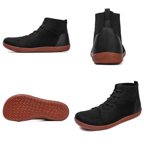 XENTORD Men's Minimalist Barefoot Shoes - Knit Lace-Up High Top Boots with Wide Toe Box Zero Drop Sole for Outdoor Driving & Walking | Lightweight Comfortable & Anti-Slip4