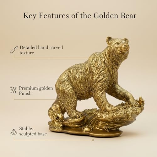 Estatua de oso dorado 7.5in para decoración de hogar miniatura 3