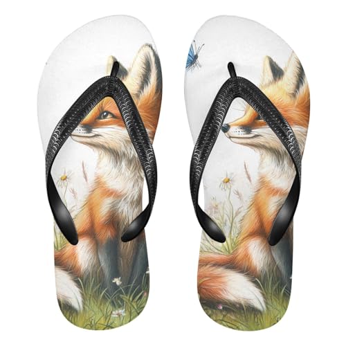 Cute Fox Flower Flip Flop Beach Summer Casual Sandal for Women & Men Shower Shoes 20861572