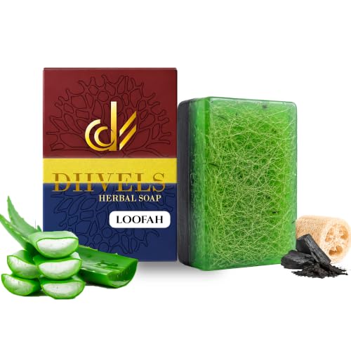 Image of Organic Handmade 2-in-1 Charcoal & Aloe Vera Soap - Natural Loofah Ayurvedic Exfoliating Scrub Bar for Tan Removal, Blackheads, Moisturizing & Deep Skin Detox, Bathing bar for Men & Women, Pack of 2 (120g x 2)