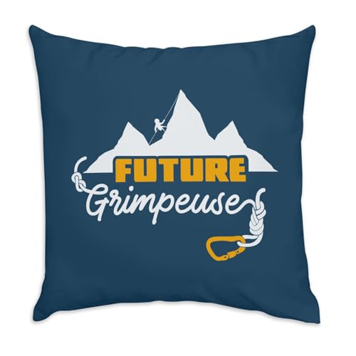 Coussin Velours Bleu Future Grimpeuse 40x40 cm : Confort Après Escalade Inclus - 2