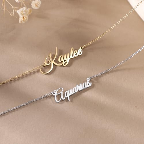 Custom Name Necklace Personalized 18K Gold Plated or Sterling Silver Name Necklace with Heart Customized Name Plate Necklace Pendant Jewelry Gifts for Women4
