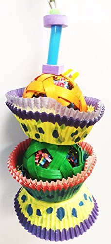 1083 2CANE Cake BONKA Bird Toy Foraging Parrot cage Toys Cages Shredder Conure