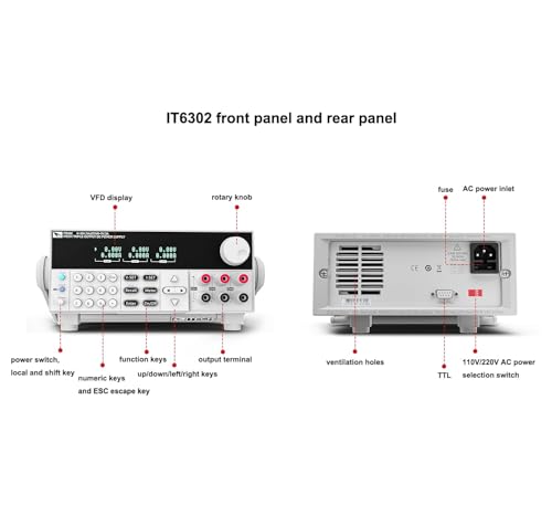 Image of ITECH IT6302 Triple Output Power Supply 30V /3A /90W, 30V /3A /90W, 5V /3A /15W Programmable DC Bench Power Suppy 3 Independent and Isolated Outputs
