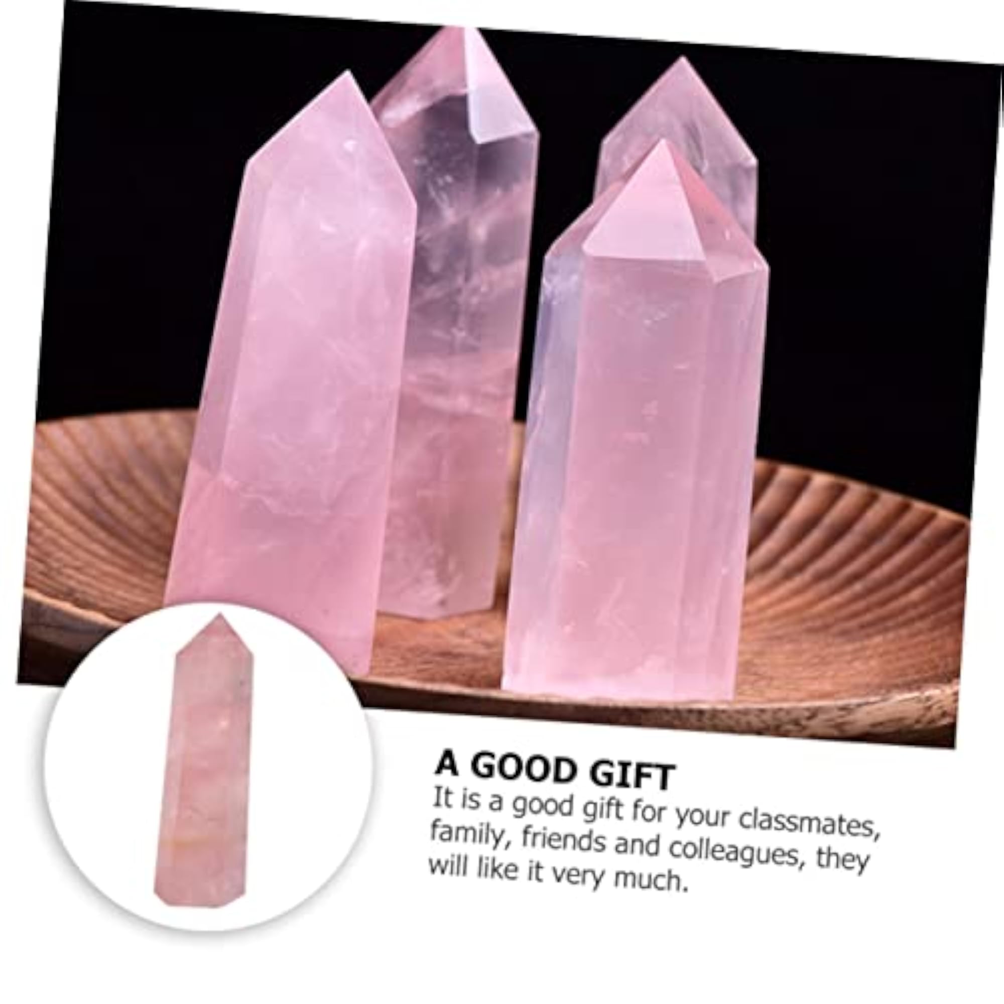 2pcs Pink Crystal Stone Layout with Labradorite Wand, Home Decor
