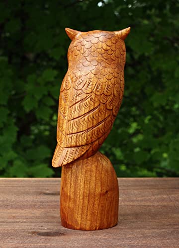 Figura Decorativa de Búho de Madera Hecha a Mano 10" miniatura 6