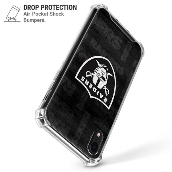 Skinit Clear Phone Case Compatible with iPhone XR - Officially Licensed NFL Las Vegas Raiders Black & White Design