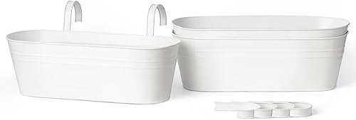 Miniatura 7 de Dahey 3 macetas colgantes de hierro de metal para valla de barandilla, macetas colgantes de 15.7 pulgadas, estilo campestre, ventana, soporte para