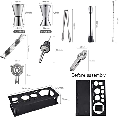 Kit de bartender, set 17 piezas acero inoxidable con soporte miniatura 4