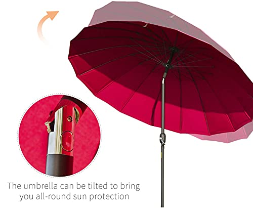 Qdy -2.5M Tilting Garden Parasol Umbrella With Crank Handle & Tilt For Outdoor, Outdoor Sun Shade, Uv Protective For Outdoor, Garden And Patio,1 Red #TOP7