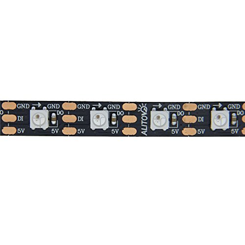 ALITOVE 3.2ft 60 Pixels WS2812B Individual Addressable RGB LED Strip Light Programmable WS2811 IC Built-in 5050 LED Rope Lamp DC5V Black PCB Non-Waterproof Compatible with Arduino, Raspberry Pi - Thumbnail 7