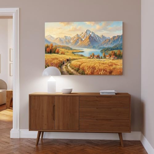 Impression sur toile d'automne Alpine Meadow pour décoration de chambre 50x75 cm - 6