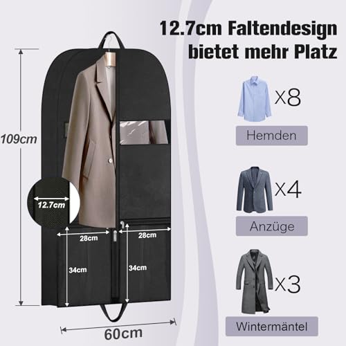Herren Anzugsack 109x60cm für Geschäftsreisen, widerstandsfähiger kleiderschutz für hochwertige Anzüge, hält Stoffe während täglicher Fahrten zu Meetings knitterfrei und schützt zuverlässig vor Staub