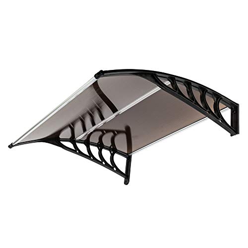 Goujxcy Window Door Awning,39"x 39" Window Awning Overhead Door Polycarbonate Cover Front Door Outdoor Patio Canopy Sun Shetter,UV,Rain Snow Protection Hollow Sheet - Thumbnail 3