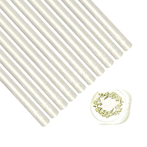 ANBOSE - Varillas de sellado de cera blanca perlada, 10 unidades, para pistola de pegamento, para sellos de cera vintage, varillas de sellado de cera para invitaciones de boda, sobres de cartas Cover