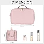 Travel Makeup Bag Women's Large Capacity Cosmetic Portable Organizer Large Opening Waterproof Storage Toiletry Bags Vertical Free-Standing Brush Holder for Easy Access Pink - Image 2
