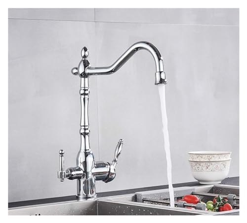 Mitigeur cuisine laiton pivotant finitions chrome et double commande haute précision
