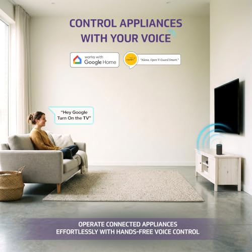 Image of V-Guard 16 A Smart Plug with Bluetooth and WiFi Connectivity | Voice Control using Google Home and Amazon Alexa | Supports iOS and Android | 1 Year Product Warranty from V-Guard | White