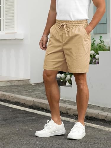 Image of Vogaan Men's Cotton Linen Shorts | Comfortable Breathable Casual Summer Shorts for Men