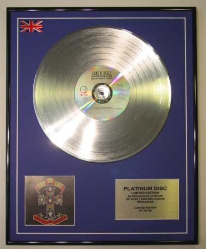 Image of GUNS N' ROSES/LTD EDITION CD PLATINUM DISC/APPETITE FOR DESTRUCTION
