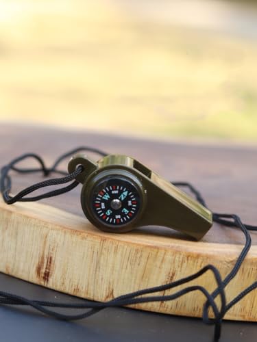 2-in-1 Emergency Survival Whistle with Compass, Military Green, Outdoor Camping Hiking Gear(2 Pack) - Image 4