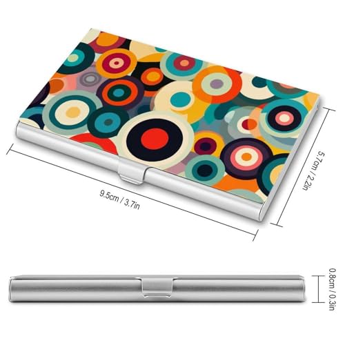 Colorful Circular Geometric Business Card Holder Pocket Slim Portable Metal Business Card Case2