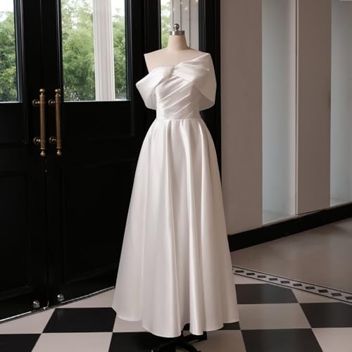 Women One Shoulder Prom Dresses Long Satin Ruffle A Line Formal Prom Evening Gowns with Pockets 0563