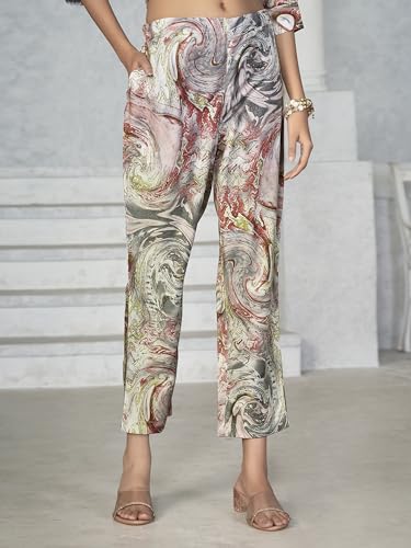 Image of NAINVISH Women Muslin Floral Co-Ord Set | Ethnic | Casual Wear Pant Top Set | Fancy | Full Pair Set | Kurtis Sets | Kurta Pant Set