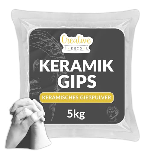 Creative Deco Gießpulver weiß | 5 kg | Keramik Gießmasse | Gips zum Gießen | Reliefgießpulver Modelliergips | Zum Modellieren | Geruchlos