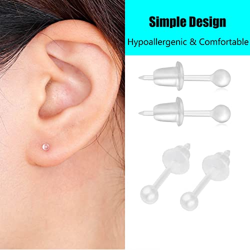 Plastic Earrings,Clear Earrings For Work And Earring Backs 200Pcs Hyperallergic Comfortable Earrings For Men&Women Silicone Earrings Clear Stud Earrings #TOP2