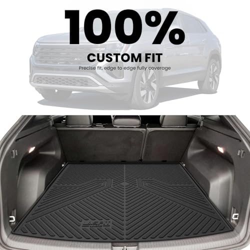 Image of LASFIT Trunk Mat for Volkswagen Atlas Cross Sport 2020-2026, Custom Fit All-Weather Protection TPE Rubber Cargo Mat for VW Accessories, Super Duty, Waterproof, Easy to Clean, Black