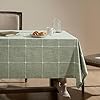 Zeemart grid embroidered hemmed tablecloths green 52×70 inch farmhouse style heavy weight cotton linen sage green tablecloths boho plaid water resistant rectangle table cloth  urban country home decor